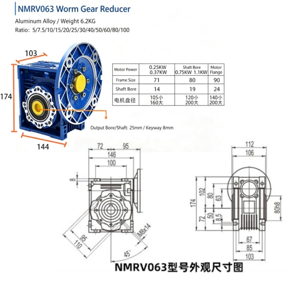 Dimensional drawing of NMRV63 reducer.jpg Dimensional drawing of NMRV63 reducer.jpg