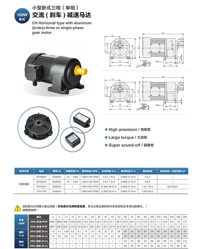 100W AC brake gear motor 100W AC brake gear motor
